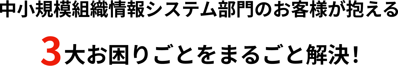 中小規模組織情報システム部門のお客様が抱える3大お困りごとをまるごと解決!